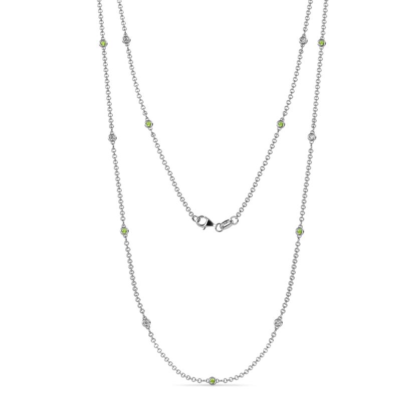 Lien (13 Stn/1.9mm) Peridot and Diamond on Cable Necklace 