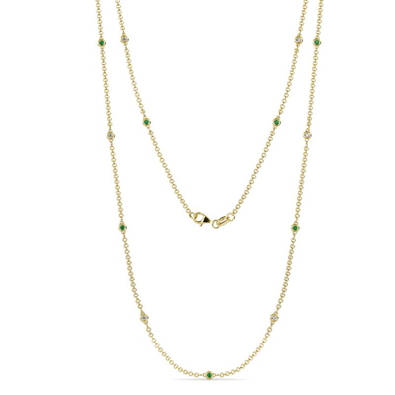 Lien (13 Stn/1.9mm) Emerald and Diamond on Cable Necklace 