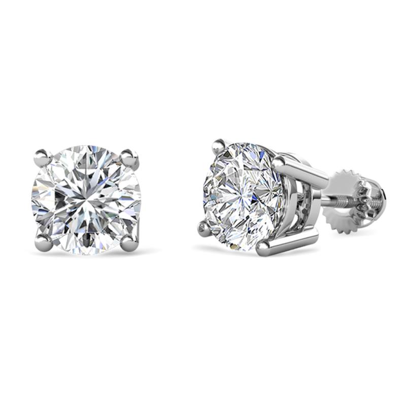 Alina GIA Certified Round Diamond 3.00 ctw (SI/GH) Four Prongs Solitaire Stud Earrings 