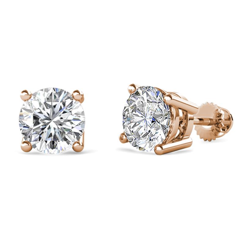 Alina GIA Certified Round Diamond 3.00 ctw (VS/FG) Four Prongs Solitaire Stud Earrings 