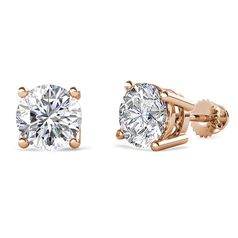Alina GIA Certified Round Diamond 4.00 ctw (VS/FG) Four Prongs Solitaire Stud Earrings 