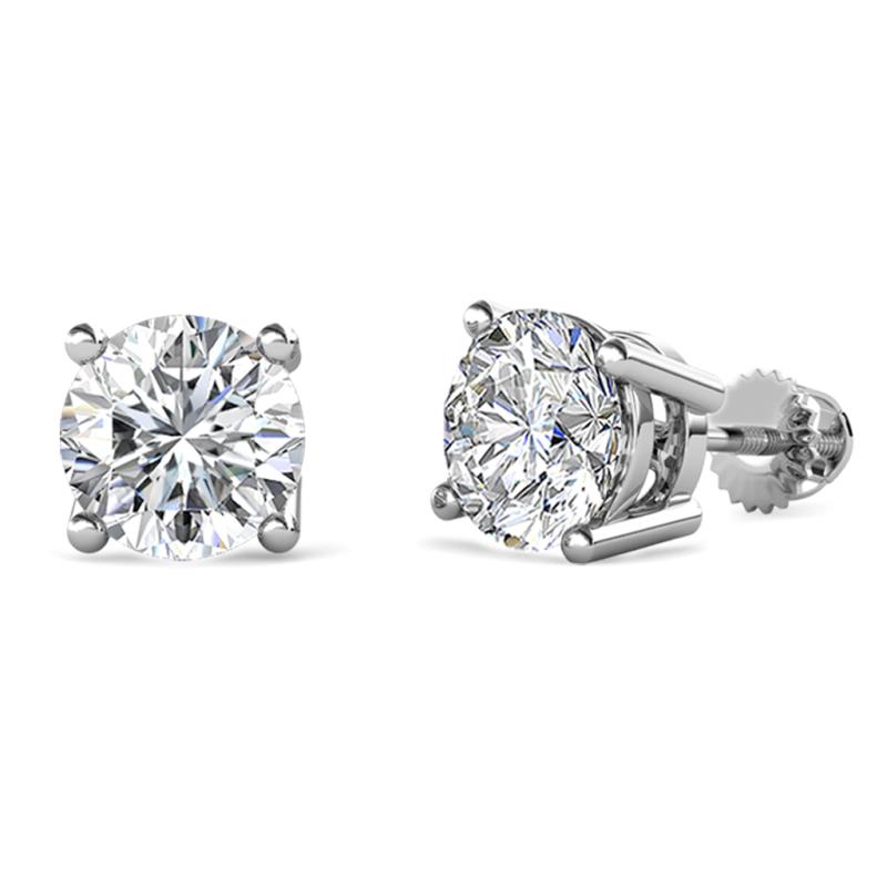 Alina GIA Certified Round Diamond 4.00 ctw (VS/FG) Four Prongs Solitaire Stud Earrings 