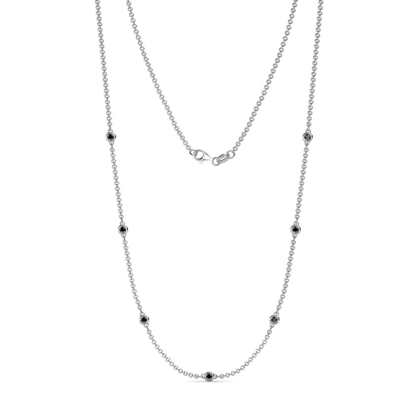 Salina 7Stn Black Diamond on Cable Necklace Stone Black Diamond ctw Womens Station Necklace K White Gold