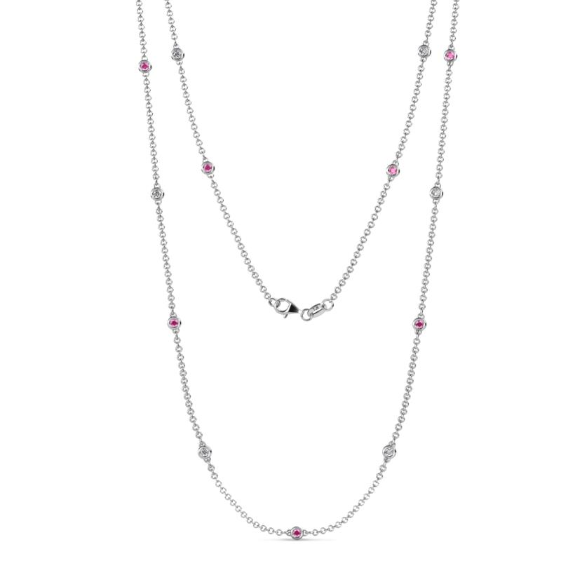 Lien (13 Stn/2.3mm) Pink Sapphire and Diamond on Cable Necklace 