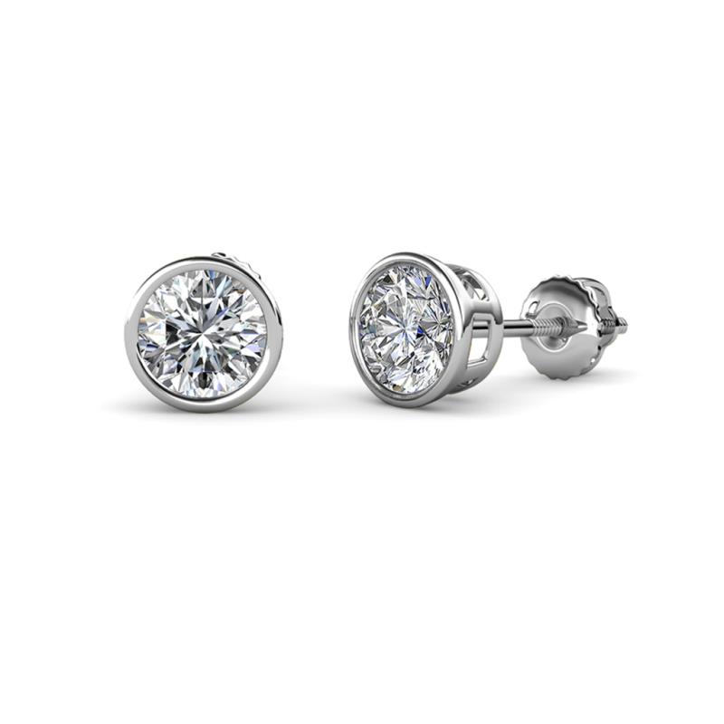 Carys Round Diamond 1/2 ctw (SI1/GH) Bezel Set Solitaire Stud Earrings 