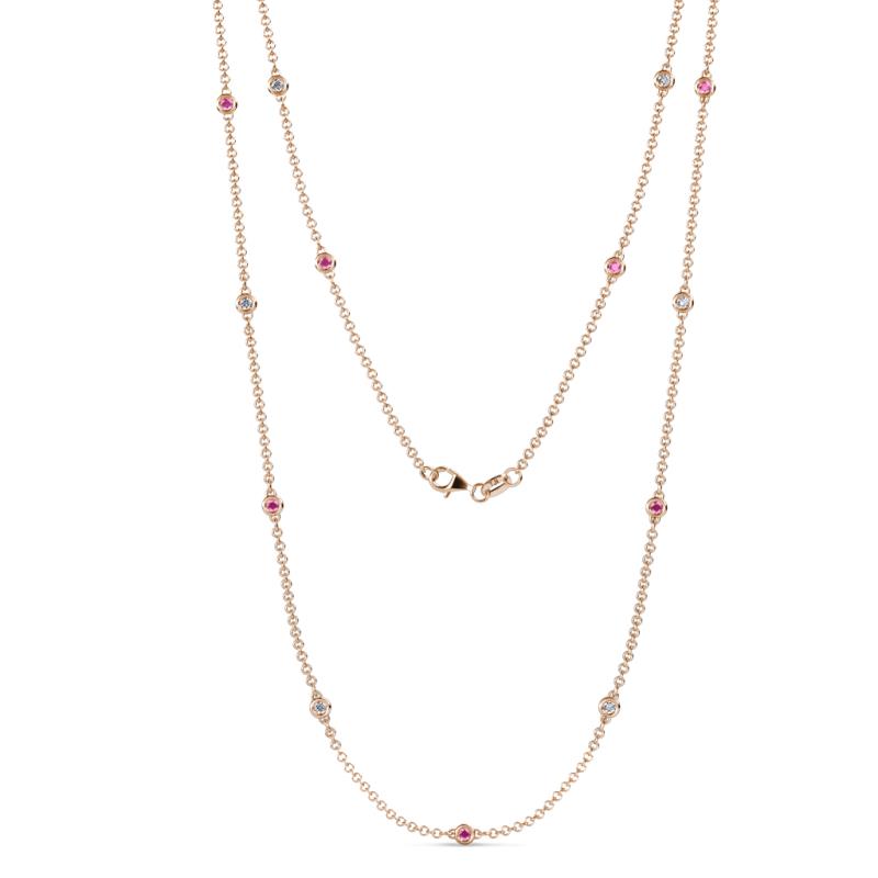 Lien (13 Stn/2.3mm) Pink Sapphire and Diamond on Cable Necklace 
