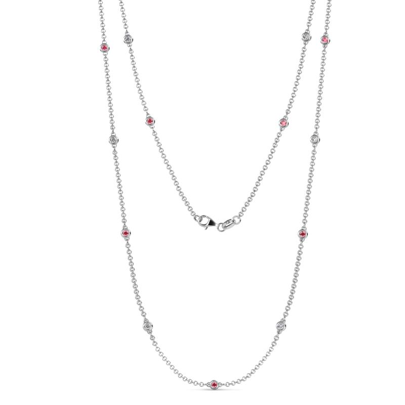 Lien (13 Stn/2.3mm) Pink Tourmaline and Diamond on Cable Necklace 