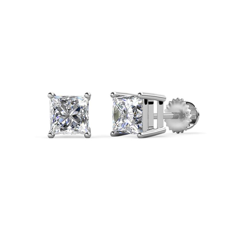 Alina Princess Cut Lab Grown Diamond  1 1/2 ctw Four Prongs Solitaire Stud Earrings 