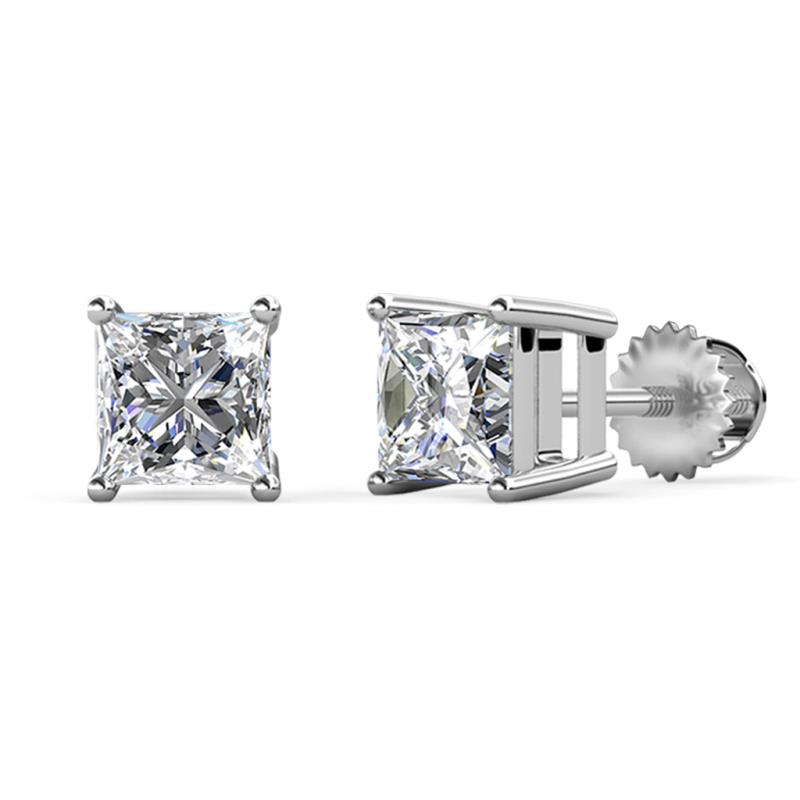 Alina IGI Certified Princess Cut Lab Grown Diamond 4.00 ctw Four Prongs Solitaire Stud Earrings 