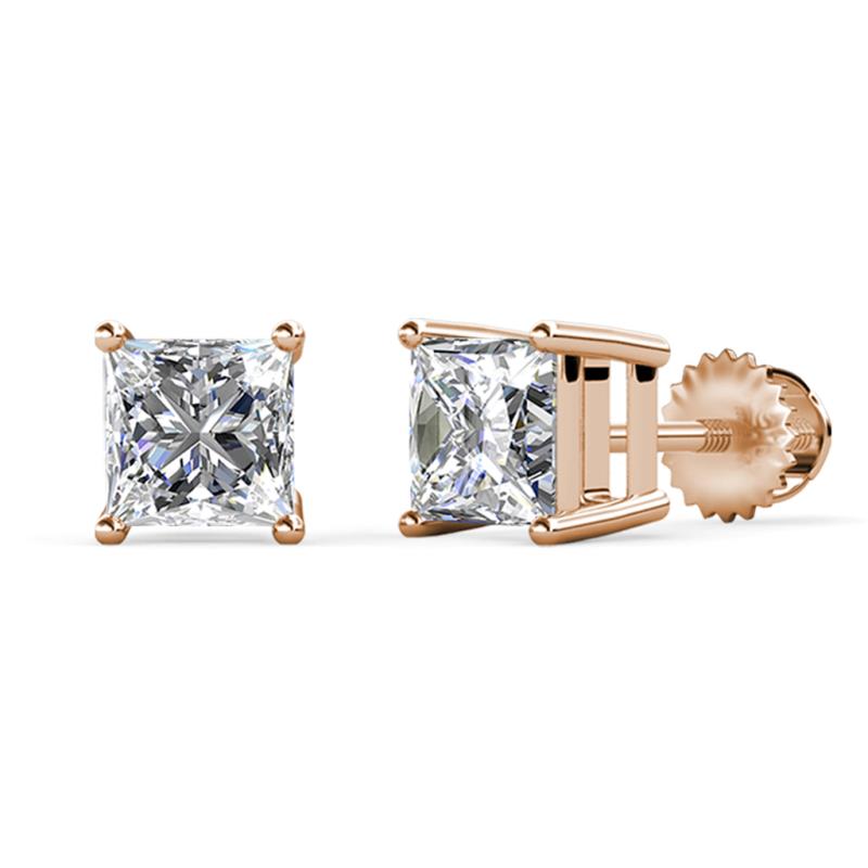 Alina IGI Certified Princess Cut Lab Grown Diamond  4.00 ctw Four Prongs Solitaire Stud Earrings 