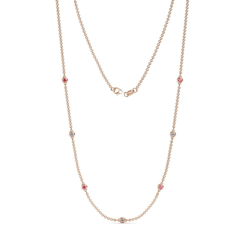 Salina (7 Stn/2.3mm) Pink Tourmaline and Diamond on Cable Necklace 
