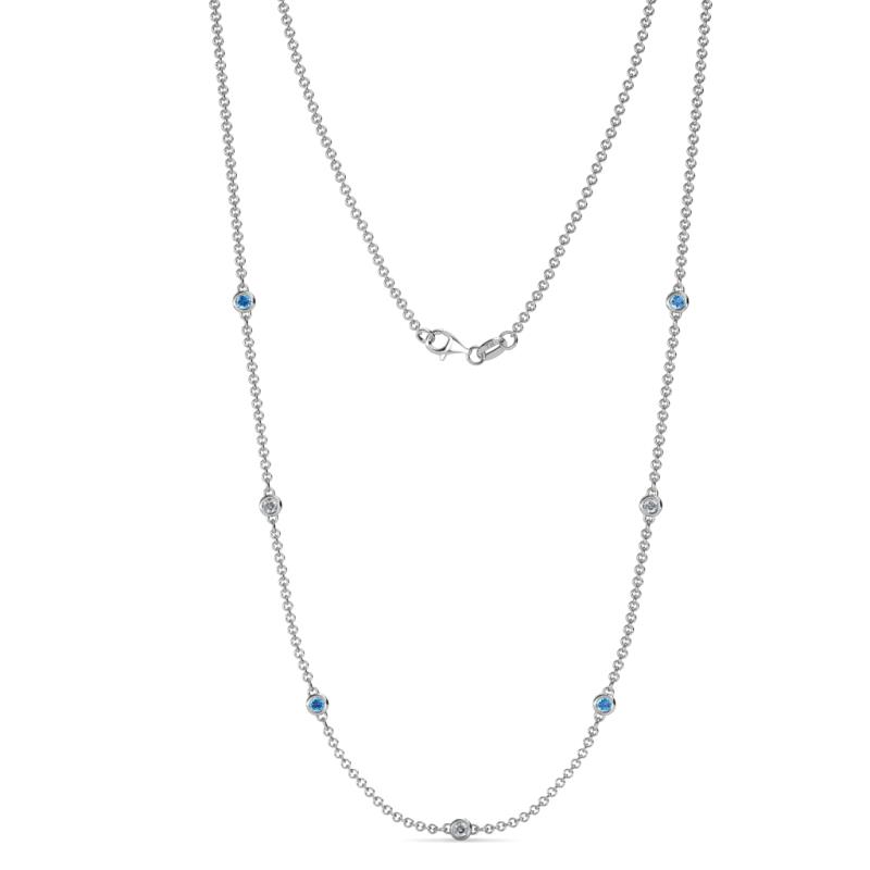 Salina (7 Stn/2.3mm) Blue Topaz and Diamond on Cable Necklace 