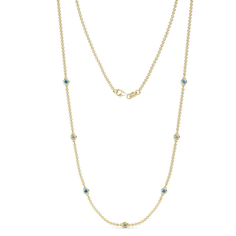 Salina (7 Stn/2.3mm) Blue Topaz and Diamond on Cable Necklace 