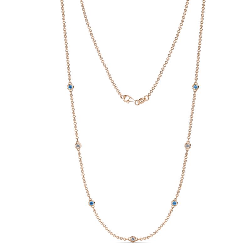 Salina (7 Stn/2.3mm) Blue Topaz and Diamond on Cable Necklace 