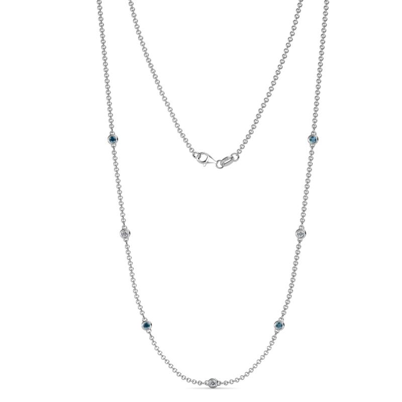 Salina (7 Stn/2.3mm) London Blue Topaz and Diamond on Cable Necklace 