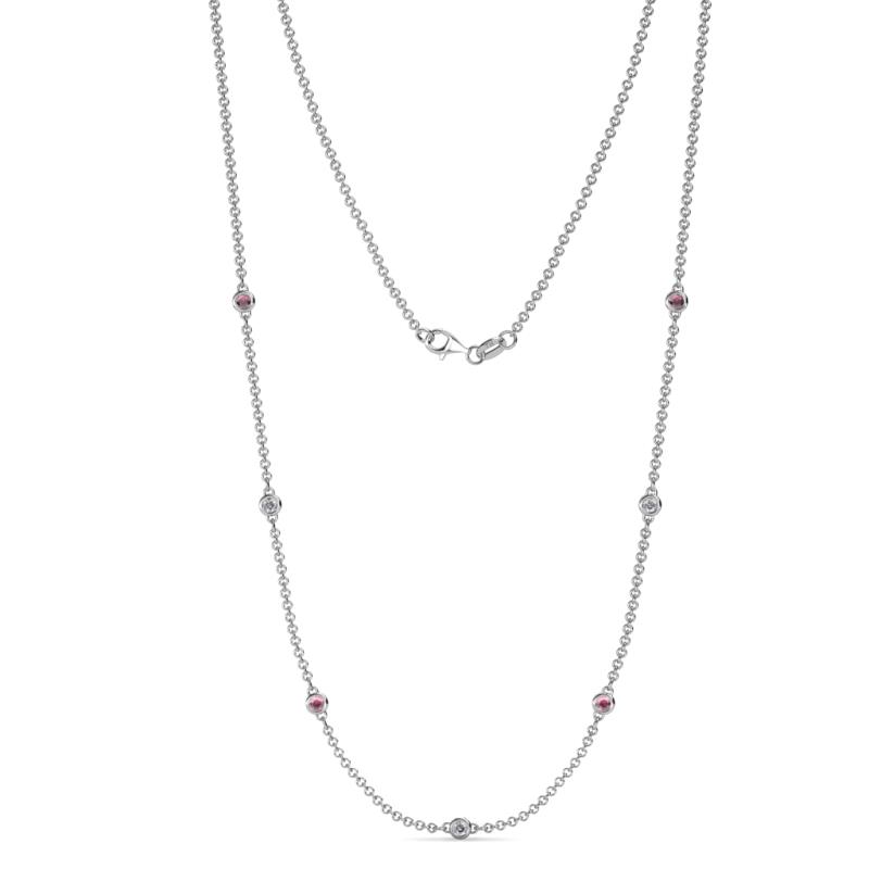 Salina (7 Stn/2.3mm) Rhodolite Garnet and Diamond on Cable Necklace 