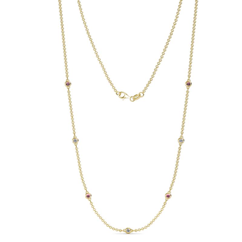 Salina (7 Stn/2.3mm) Rhodolite Garnet and Diamond on Cable Necklace 