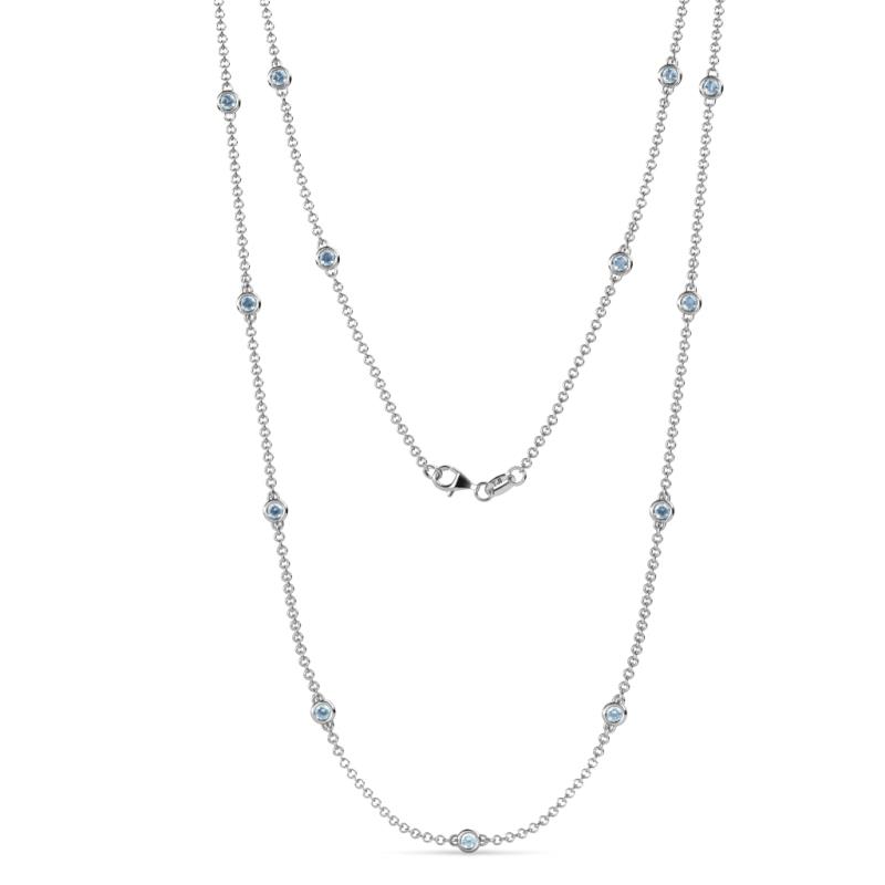 Lien (13 Stn/2.6mm) Aquamarine on Cable Necklace 