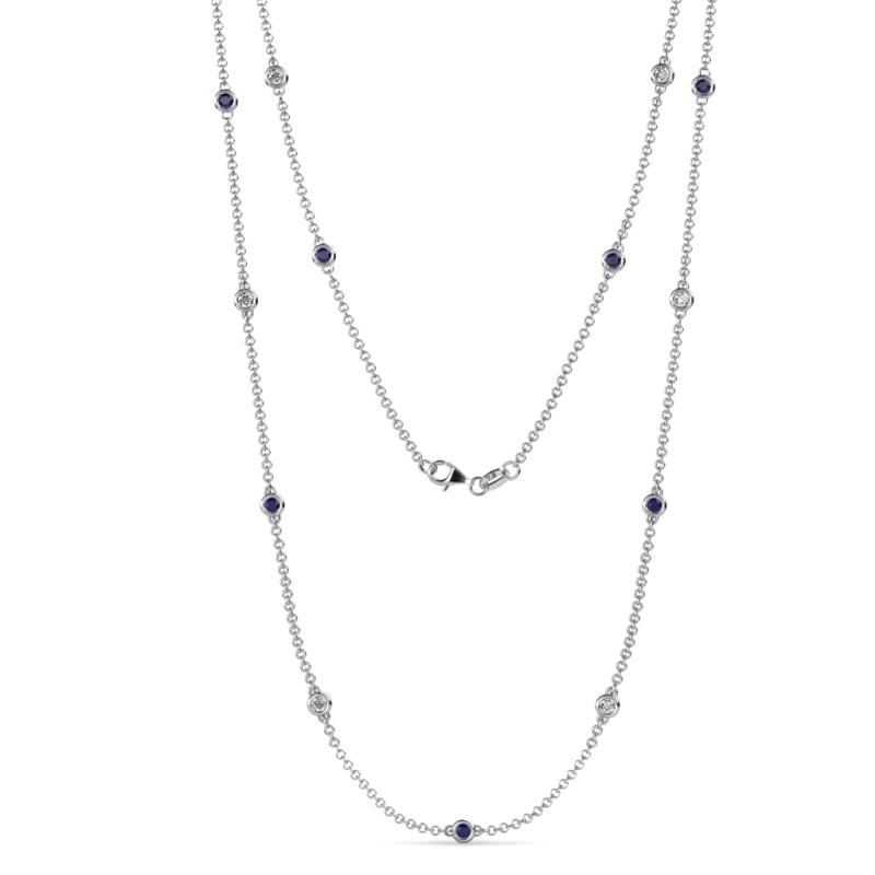 Lien (13 Stn/2.6mm) Blue Sapphire and Diamond on Cable Necklace 