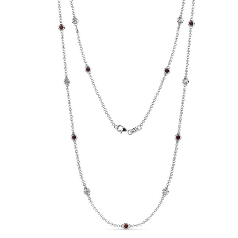 Lien (13 Stn/2.6mm) Red Garnet and Diamond on Cable Necklace 