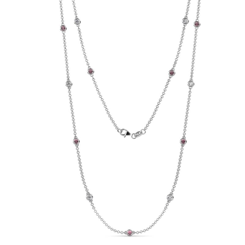Lien (13 Stn/2.6mm) Rhodolite Garnet and Diamond on Cable Necklace 