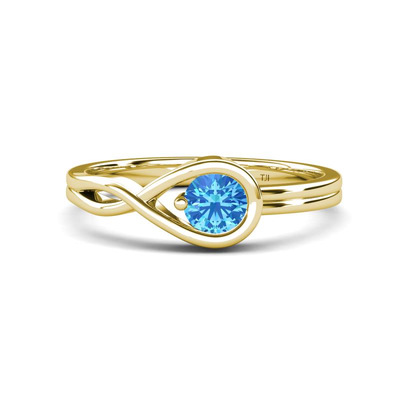 Adah 0.50 ctw (5.00 mm) Round Blue Topaz Twist Love Knot Solitaire Engagement Ring 