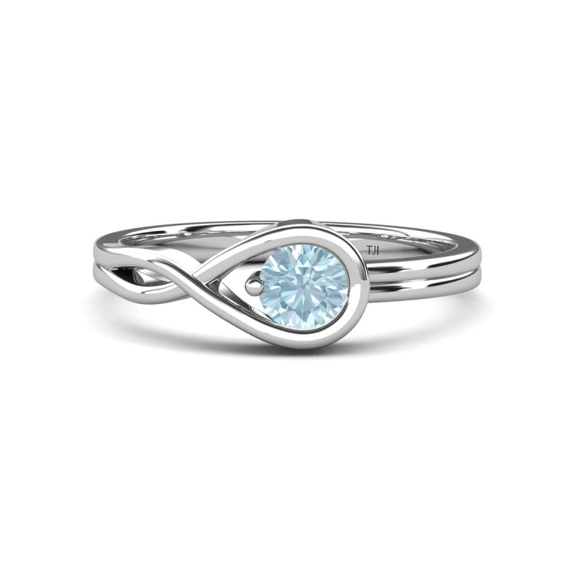 Adah 0.40 ctw (5.00 mm) Round Aquamarine Twist Love Knot Solitaire Engagement Ring 