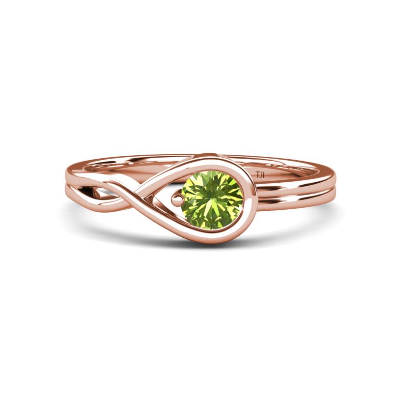Adah 0.50 ctw (5.00 mm) Round Peridot Twist Love Knot Solitaire Engagement Ring 