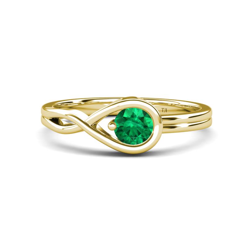 Adah 0.40 ctw (5.00 mm) Round Emerald Twist Love Knot Solitaire Engagement Ring 