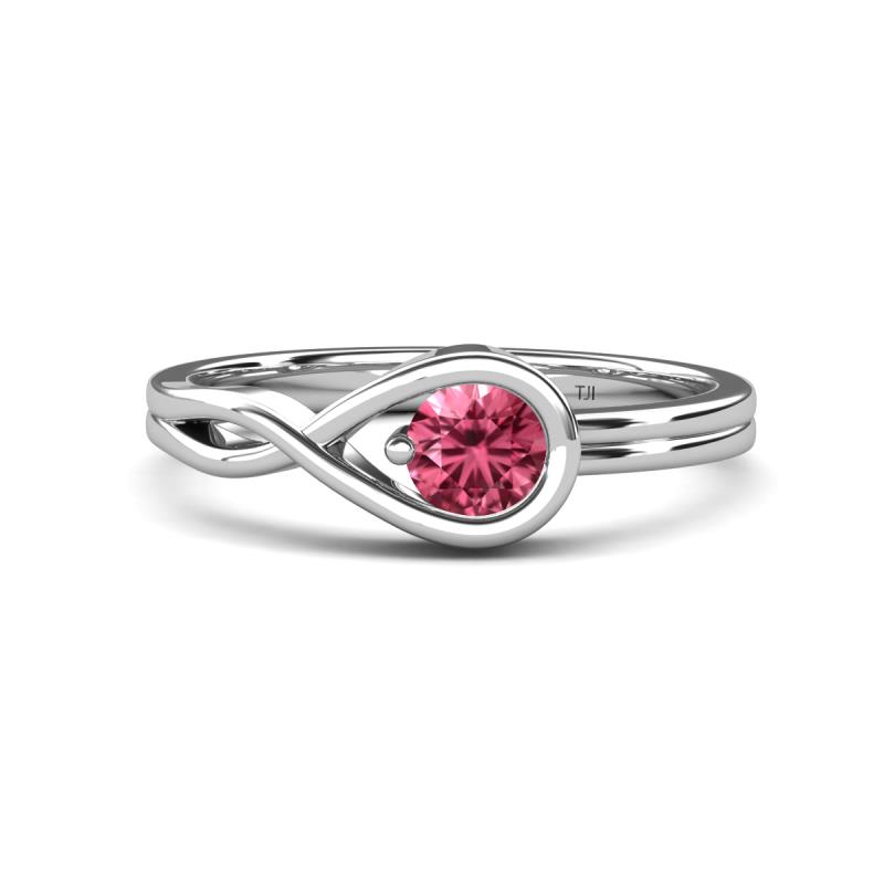 Adah 0.40 ctw (5.00 mm) Round Pink Tourmaline Twist Love Knot Solitaire Engagement Ring 
