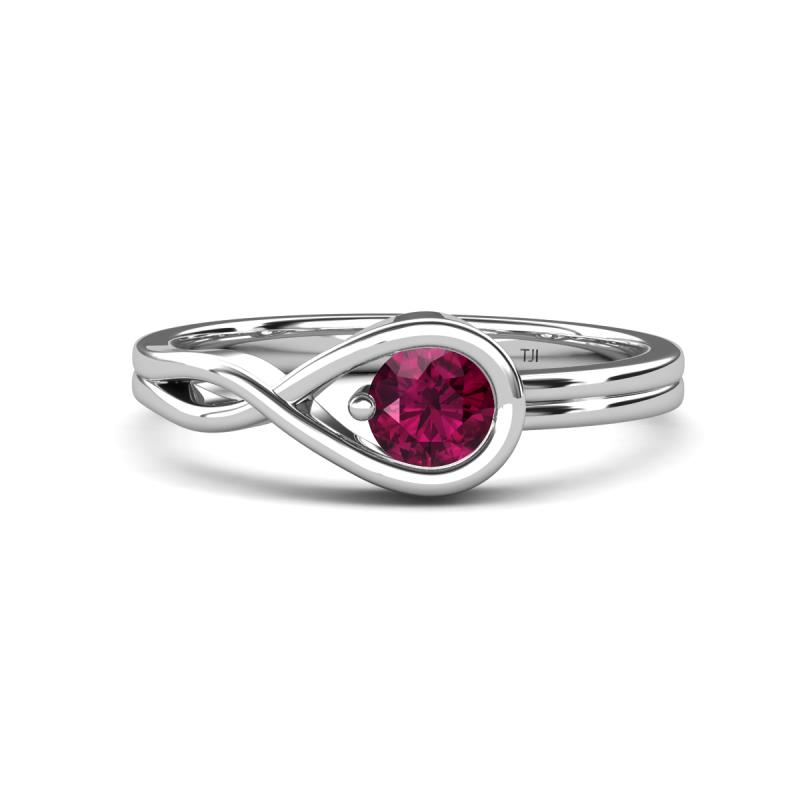 Adah 0.50 ctw (5.00 mm) Round Rhodolite Garnet Twist Love Knot Solitaire Engagement Ring 