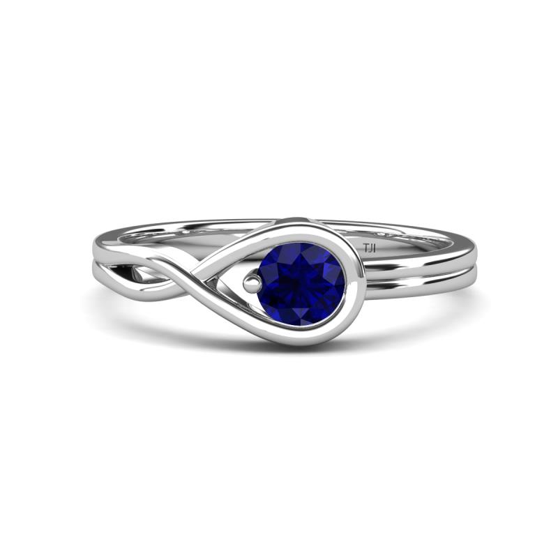 Adah 0.70 ctw (5.00 mm) Round Blue Sapphire Twist Love Knot Solitaire Engagement Ring 