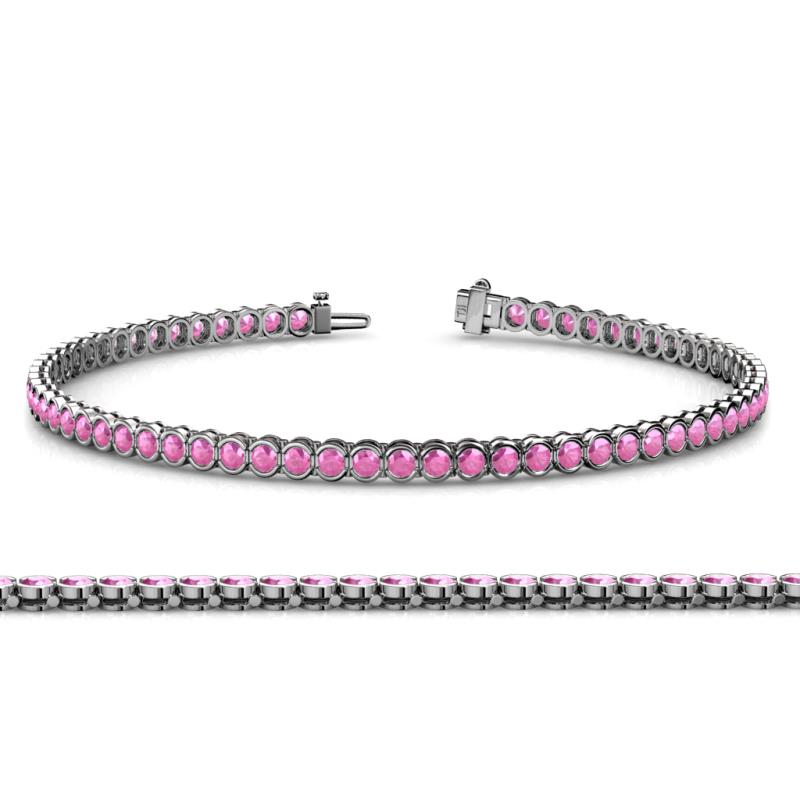 Tiara 2.00 mm Pink Sapphire Eternity Tennis Bracelet 