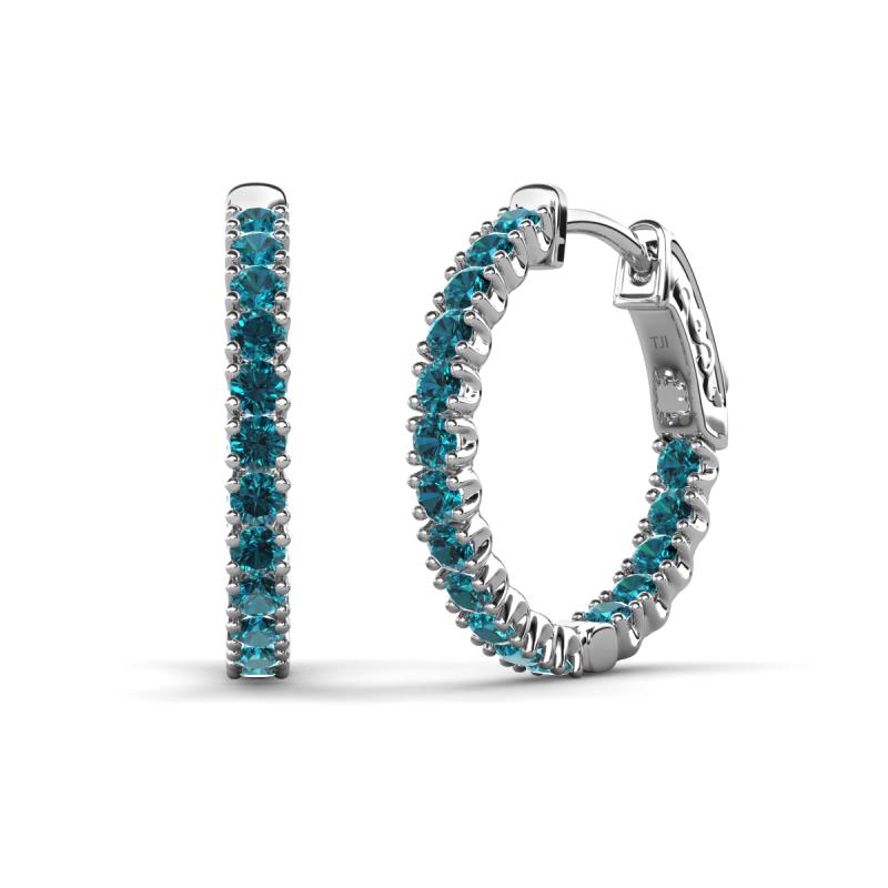 Amia 2.00 mm Round Blue Diamond Inside Out Hoop Earrings 