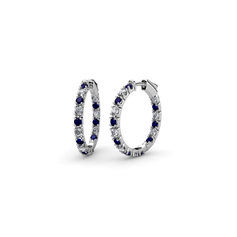 Amia Blue Sapphire and Diamond Hoop Earrings 