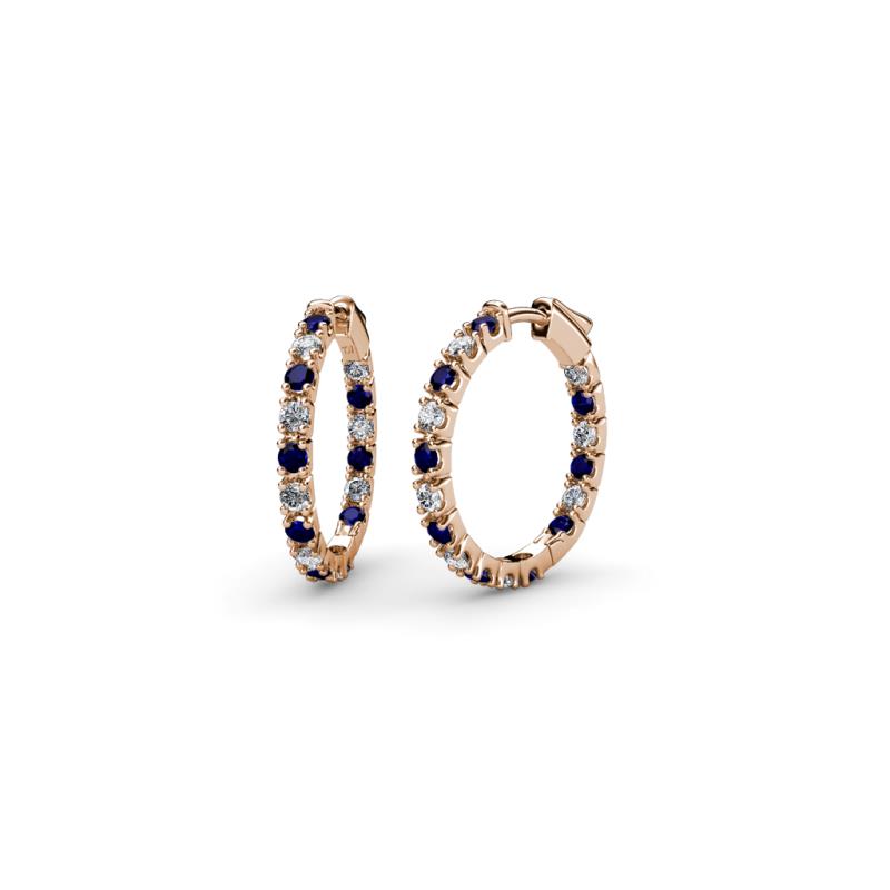 Amia Blue Sapphire and Diamond Hoop Earrings 