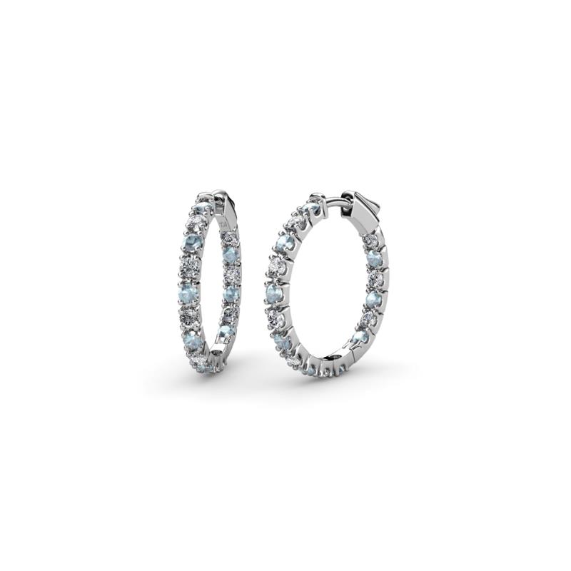 Amia Aquamarine and Diamond Hoop Earrings 