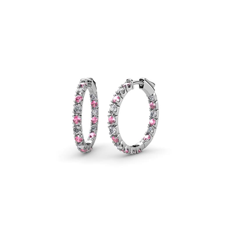Amia Pink Tourmaline and Diamond Hoop Earrings 