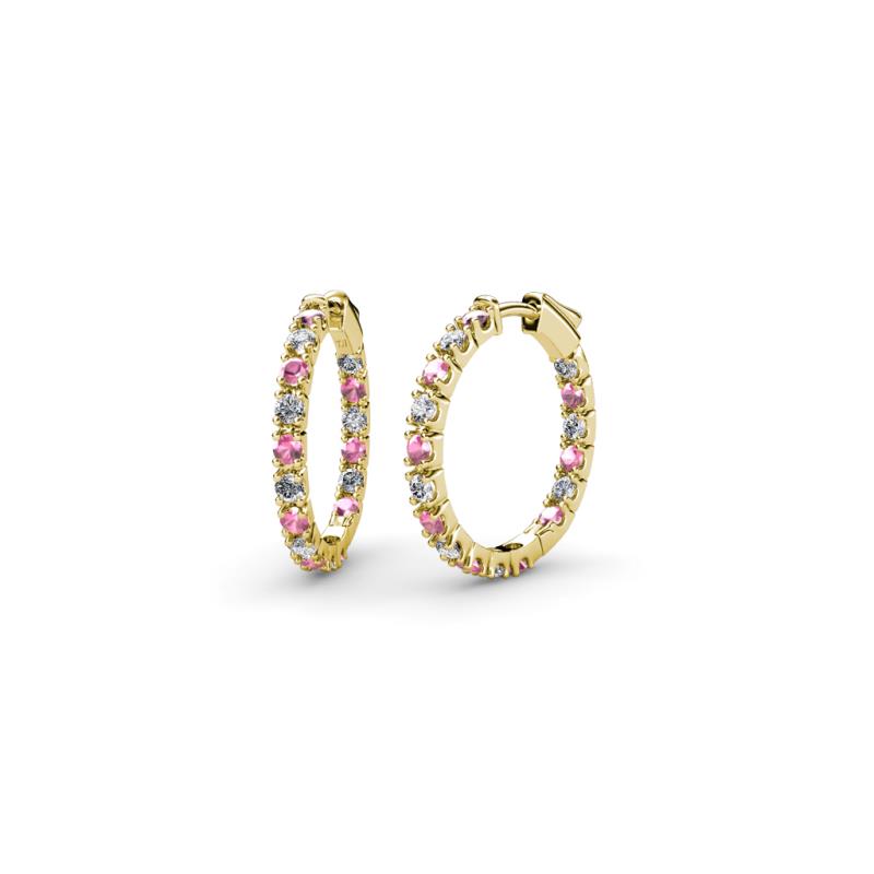 Amia Pink Tourmaline and Diamond Hoop Earrings 