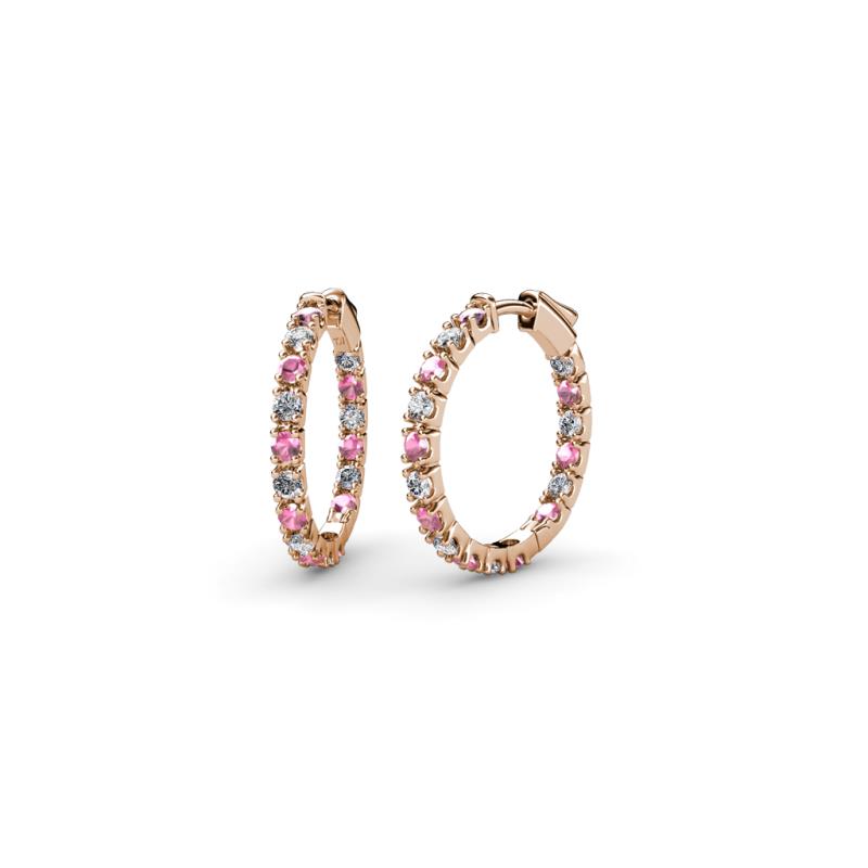 Amia Pink Tourmaline and Diamond Hoop Earrings 