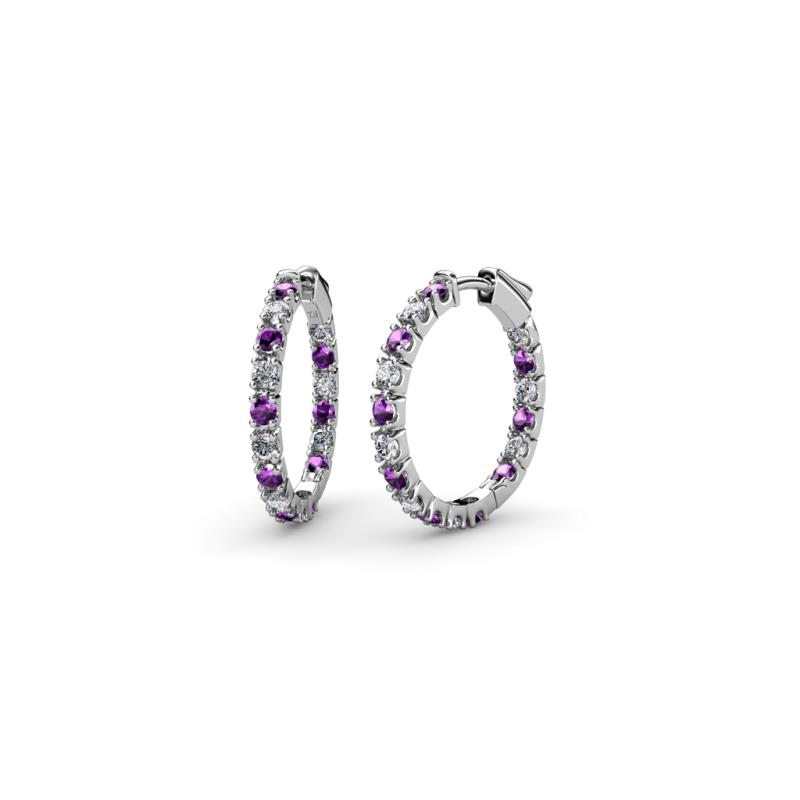 Amia Amethyst and Diamond Hoop Earrings 