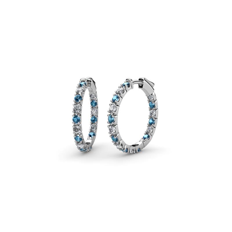 Amia Blue Topaz and Diamond Hoop Earrings 