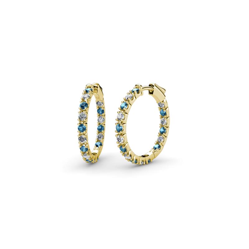 Amia Blue Topaz and Diamond Hoop Earrings 