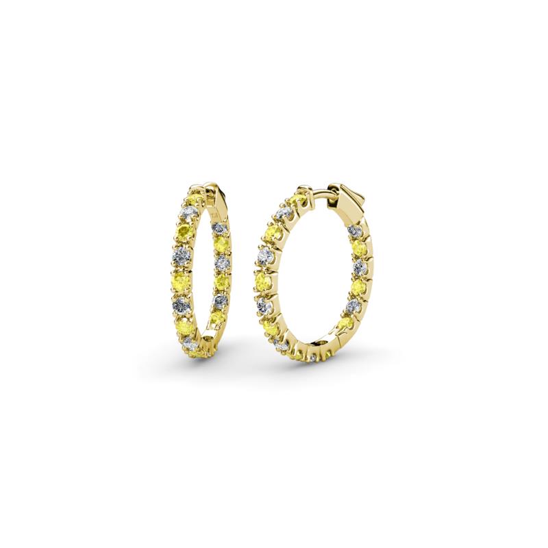Amia Yellow Sapphire and Diamond Hoop Earrings 