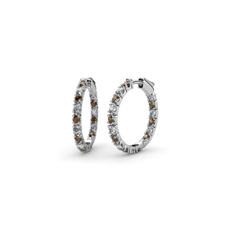 Amia Smoky Quartz and Diamond Hoop Earrings 