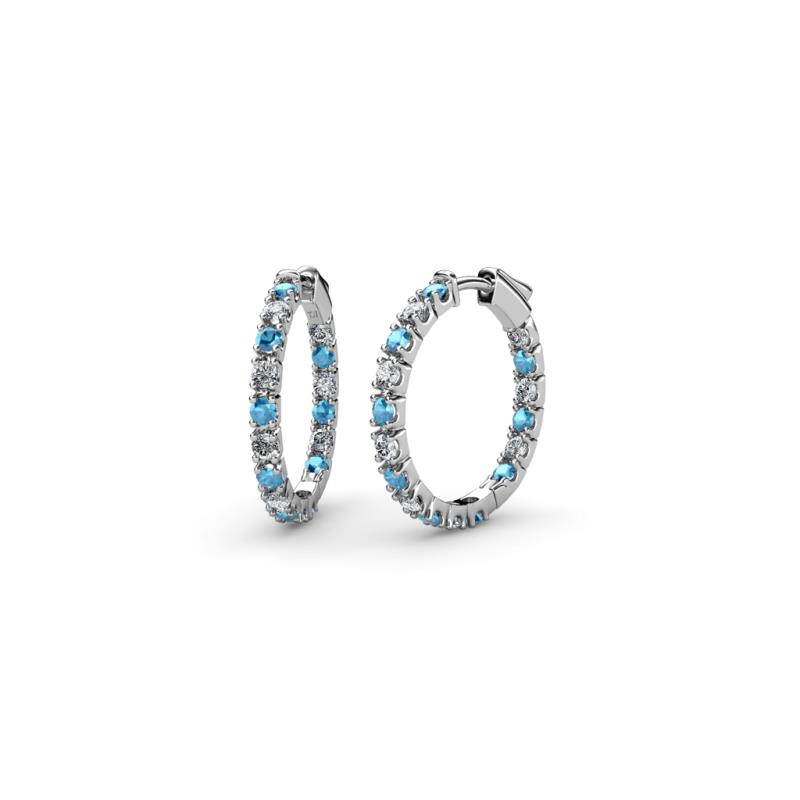 Amia London Blue Topaz and Diamond Hoop Earrings 