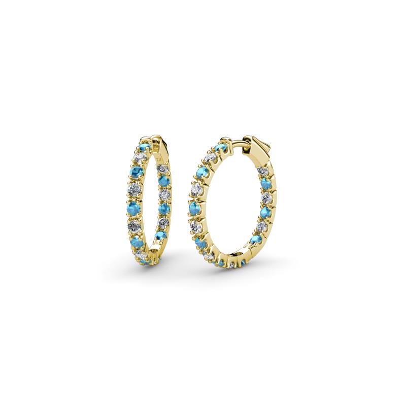 Amia London Blue Topaz and Diamond Hoop Earrings 