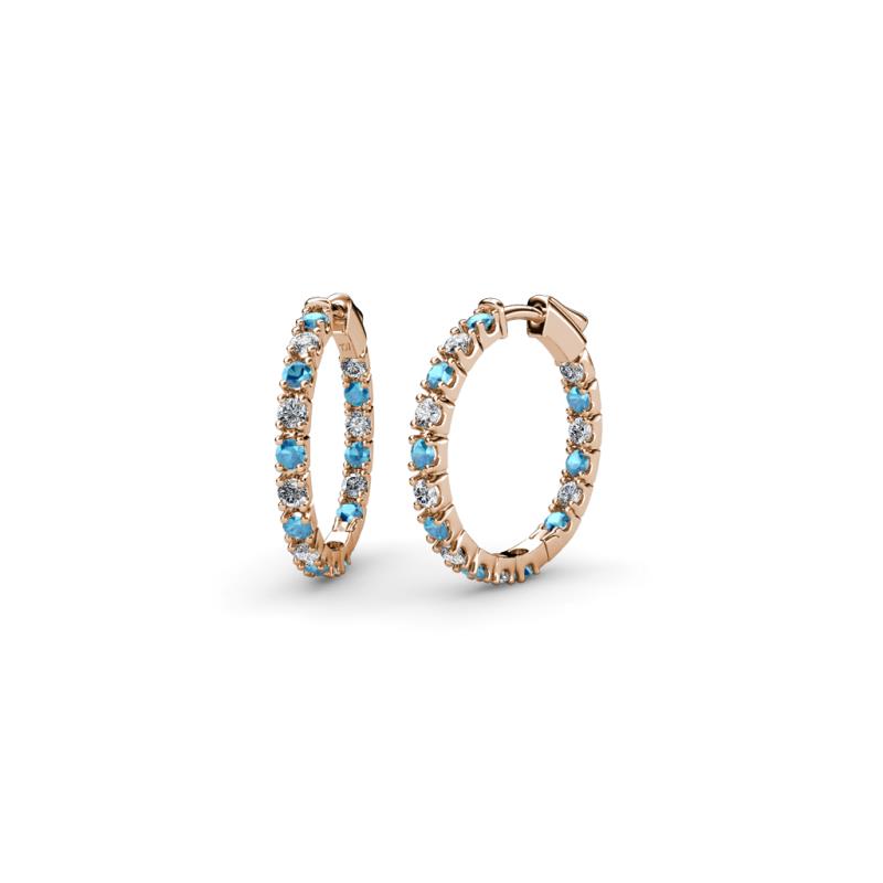 Amia London Blue Topaz and Diamond Hoop Earrings 