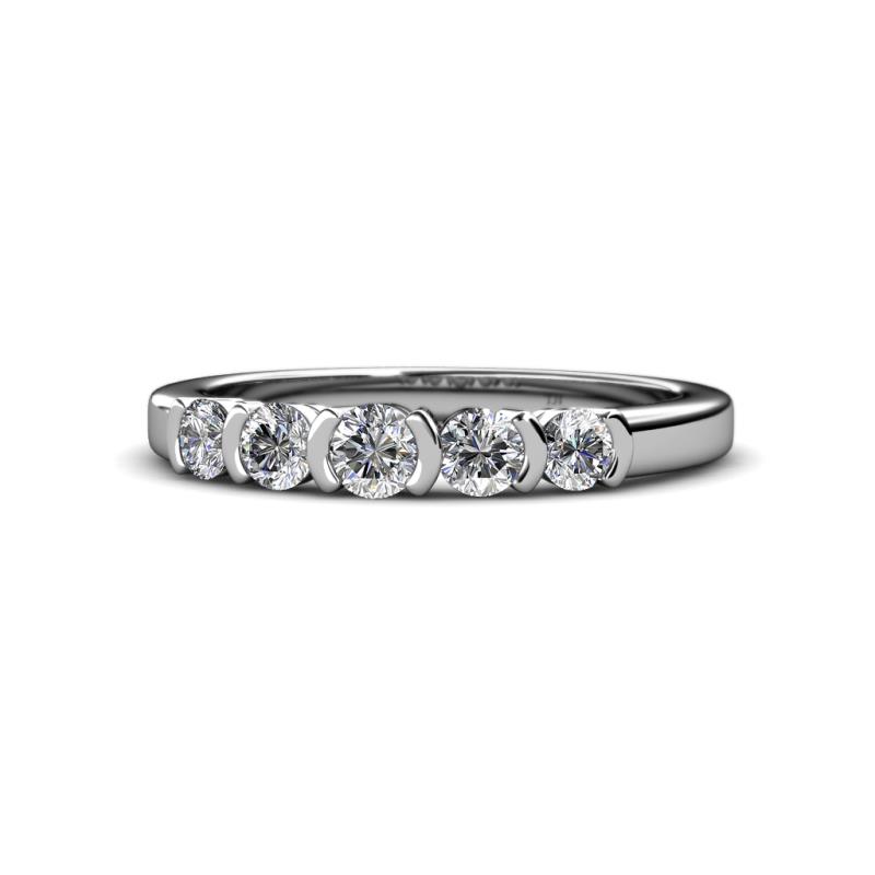 Roena 0.76 ctw Lab Grown Diamond Round (3.80 mm) & (3.30 mm) 5 Stone Wedding Band 