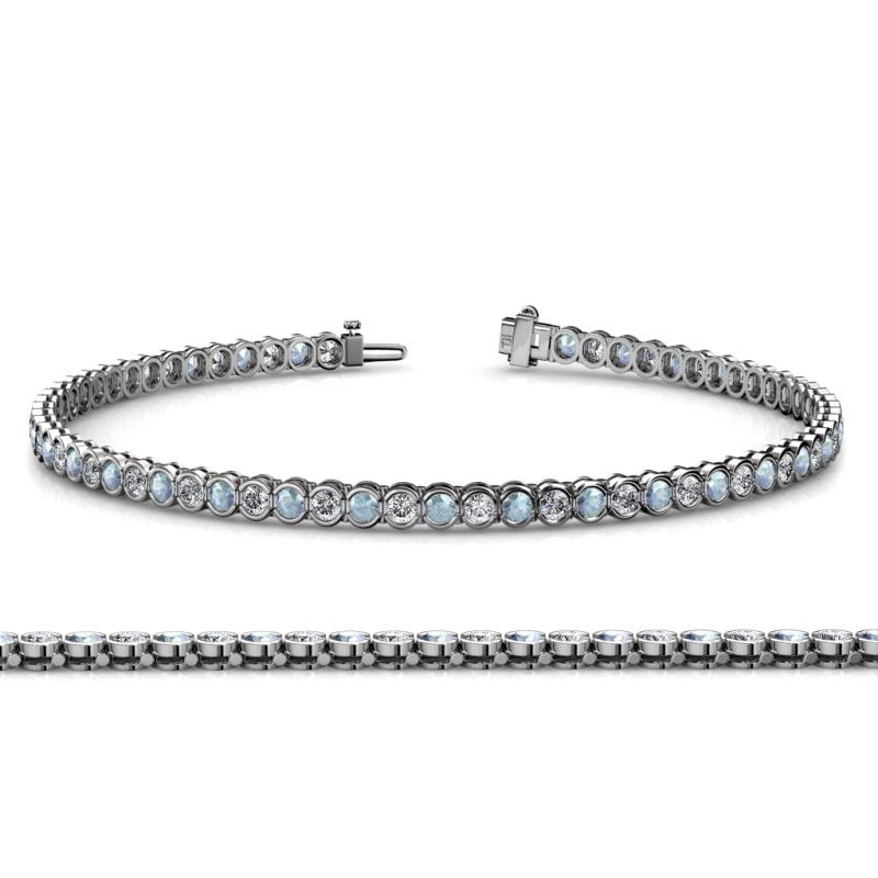 Tiara 2.60 mm Aquamarine and Diamond Eternity Tennis Bracelet 